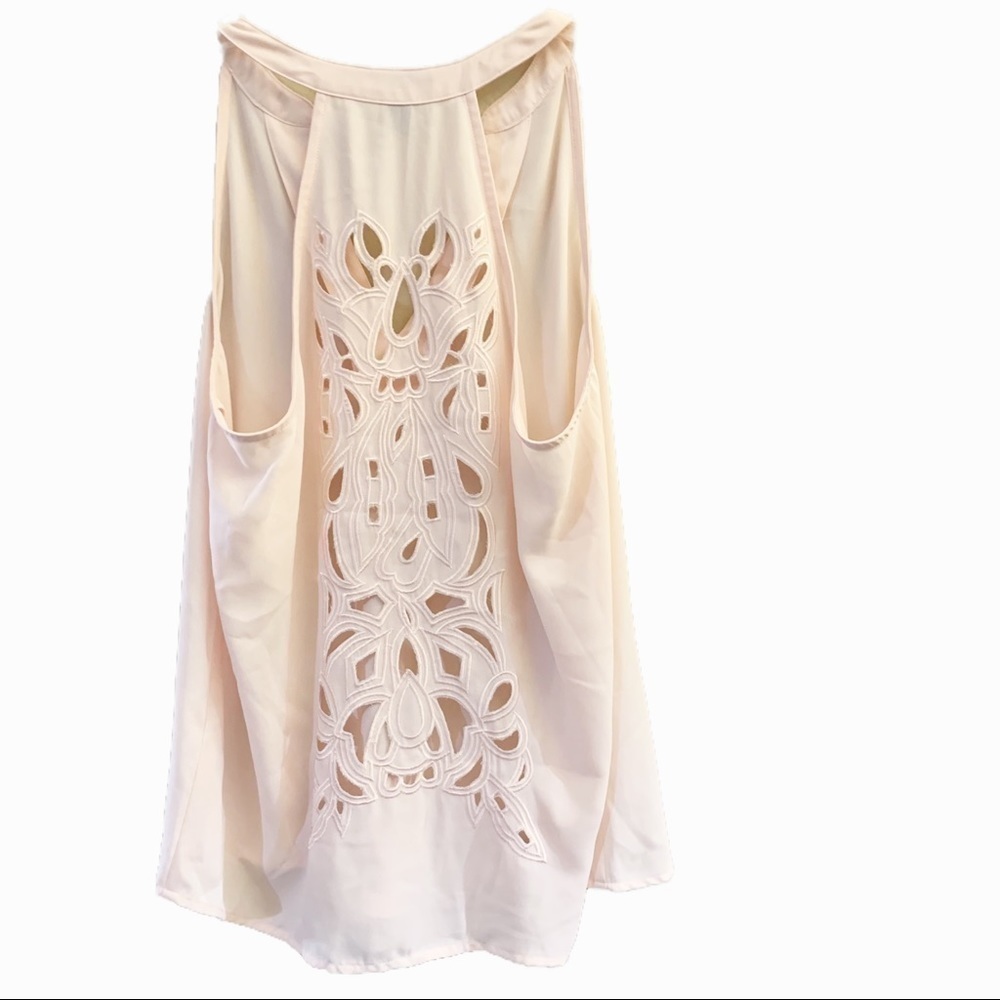 Forever 21 Sleeveless Halter Blush Pink Lace Embroidered Tank Blouse. Size Small - Picture 2 of 7